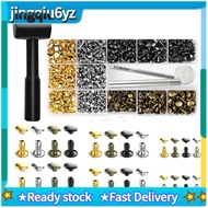 【J&U】480 Sets Double Cap Rivets Tubular 4 Colors 3 Sizes Metal Studs with Fixing Tools for DIY Leath