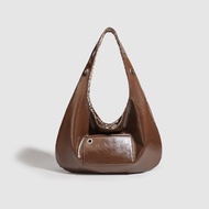【NEW IN】Y2K Aesthetic Glossy PU Leather Shoulder Bag Women Hobo Tote Bag Edgy Leopard Print Lining U