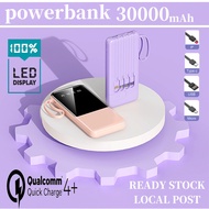 portable Power bank fast charging 30000mAh battery slim  powerbank with cable for type c USB Micro USB
