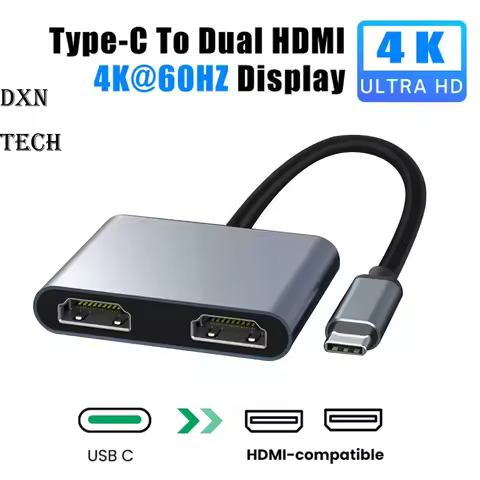 2 Port USB C Hub to Dual HDMI Splitter 4K 60HZ Dual Screen Expansion Type C Docking Station For Macb