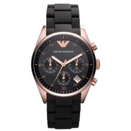 Emporio Armani Classic Collection Women's Quartz Watch with Black Dial Analogue Display and Black Rubber Strap AR5906
