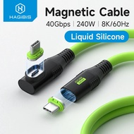 Kabel Pengecas Cepat Magnet USB C Hagibis PD 240W 40Gbps Serasi dengan Kord Video Thunderbolt 4/3 Un
