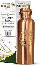 A American Ayurveda 100% Pure Copper Water Bottle Jointfree, Leakproof, Tumbler, Flask, Yoga, Natural Ayurveda Health Benefits, Copper Charged Alkaline Water 900ml (30 Oz) Capacity