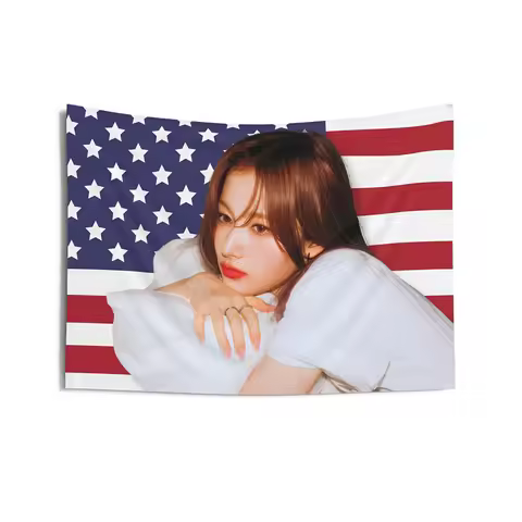 Sana American Flag Kpop Tapestry Idol Wall Hanging Poster For Room Dorm Home Decor