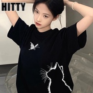 HITTY100%Cotton woman tshirt oversize korean style woman baju wanita baggy shirt Unisex shirt woman 