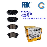 FBK Altis ZRE211 1.8 2019 Disc Brake Pad TOYOTA PERODUA FD2310S