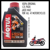 Motul H-TECH 100 ( 10w40 ) 1.2L Fully Synthetic Motor Oil HTech Minyak 4T Enjin Hitam Engine Oil Lub