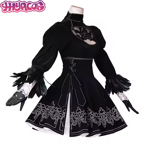 Game NieR 2B Dress No. 2 Type B Cosplay Costume Premium Fabrics For Automata Black Uniform 2B Shoes 