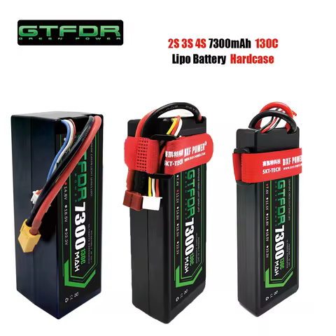 GTFDR 2S 3S 4S Lipo Battery 7300mAh 130C with XT60 EC5 TRX T/DEANS XT90 XT150 Plug HardCase For 1/8 