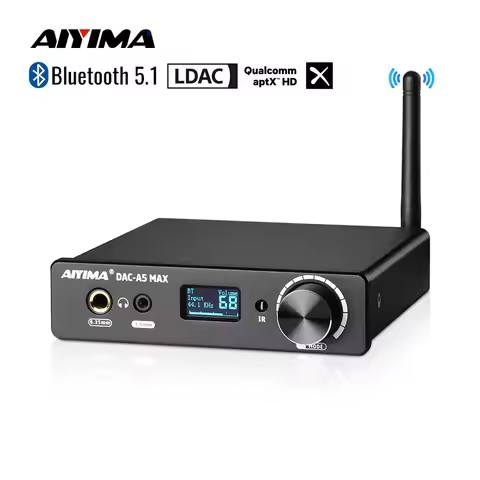 AIYIMA Audio DAC-A5 MAX Bluetooth Decoder DAC ES9018 USB Decoder Headphone Amplifier APTX LDAC Suppo