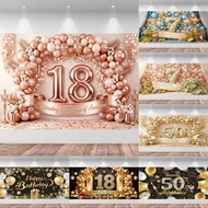 7/18/50/60/70th Birthday Decor Set Banner Foil Curtain Backdrop Party Photo Booth Anniversary Set