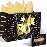 Pandecor 13" Large Birthday Gift Bag with Card and Tissue Paper for 75th Birthday and 80th Birthday