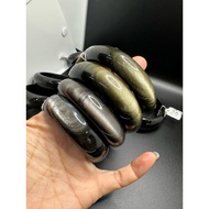 No. 1-43 Store D10214 Natural Obsidian Silver Gold Rainbow Eye Bracelet