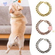 BORRAONE Chain Dog Collar, Cat Dog Gold Necklace Adjustable Pet Necklace, Portable Chain Collar Gold