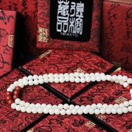 白玉菩提根 8mm圓珠 南紅瑪瑙隔珠 菩提子手珠 手串 母親節送禮