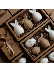 1入組DIY模具，復活節兔子蛋蠟燭模具，DIY香薰石膏手工皂橢形蛋石膏模具