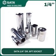 SATA 1/4'' DR. 6PT SUPER JUNIOR SOCKET BOX PANJANG PENDEK SOCKET BOX 5.5MM 6MM 7MM 8MM 10MM 12MM 14M