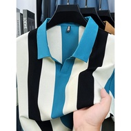 polo t shirt men baju t shirt lelaki berkolar 2025 T-shirt lengan pendek v-neck pemuda gaya baru mus