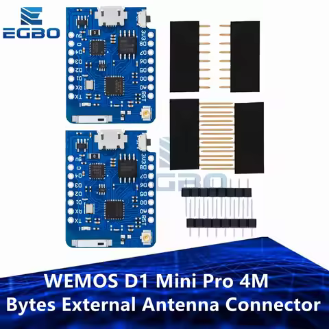 WEMOS D1 Mini Pro ESP8266 WiFi Development Board (4MB, External Antenna) – CP2104 Driver, ESP-8266EX
