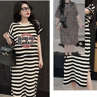 Young women's short-sleeved maternity dress Collarless t-shirt dress short sleeve with horizontal st