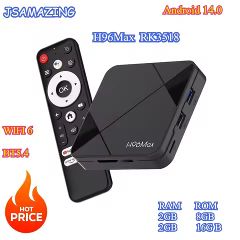 H96Max RK3518 Smart Android 14.0 Smart TV BOX WIFI 6 BT5.4 ARM Cortex A53 8G/16G 2.4G/5G 4K HD With 