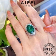 AIFEI JEWELRY Silver Medieval 純銀戒指 Style For Korean Perempuan Emerald 925 Adjustable Accessories Ring Perak Cincin Sterling Original Women R2582