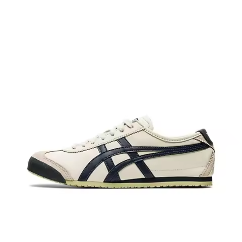 Onitsuka Tiger Mexico 66 Slip Resistant Low top Casual Shoes Unisex Beige Navy Blue DL408-1659