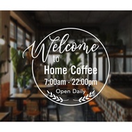 Hantech door Opening and closing Hours glass Decal - Opening Hours white text glass sticker