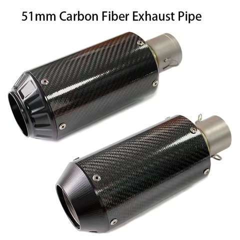 51mm Universal Carbon Fiber Motorcycle Exhaust Pipe 51mm Suitable For MT09 MT07 Z1000 R6 ninja400 ZX
