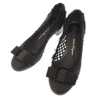 Salvatore Ferragamo Vara RIBON 5D碼黑色編織皮革高跟鞋，黑色，1556 [二手] Salvatore Ferragamo