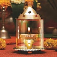 Borosil Brass Akhand Puja Diya in Large Size- Handcrafted India Tradition Brass Lamp can be Used in