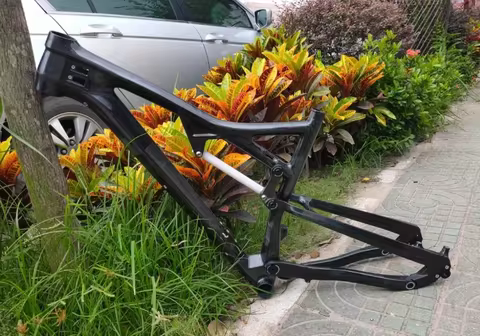Black Blue Carbon T900 Full Suspension Mountain Bike Frame, 27.5" Size 17" 142x12mm Weight: 2126g