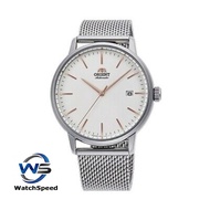 Orient RA-AC0E07S Automatic Japan Movt White Dial Mesh Band 100M Men's Watch