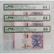 Grading (PMG 64 ) RM2 Paper 10th Series  1999 Years (UNCIRCULATED100% Genuine Banknote)