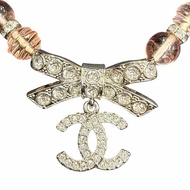 全新 ◇ 香奈兒 (CHANEL) 2023 年 B23S Coco 標誌RIBON水鑽頸鍊 粉色銀色 帶盒 意大利製造 女士