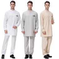 Jubah Lelaki Lengan Panjang Arab Men Thobe Thawb Caftan Suit Muslim Men Long Sleeve Clothing Robe Suit