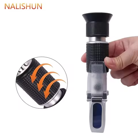 Handheld Car Antifreeze Refractometer -50~0°C Freezing Point Tester For Battery Gravity 1.10-1.40 Ur