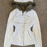 Retro Y2K Millennium Girl Hot Pink Letter Fur Collar Hooded Open Cardigan Sweater Womens Fleece Line