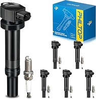 PHILTOP UF558 Ignition Coil Pack and Double Iridium Spark Plugs Fits for Hyundai Santa Fe 2007-2009 
