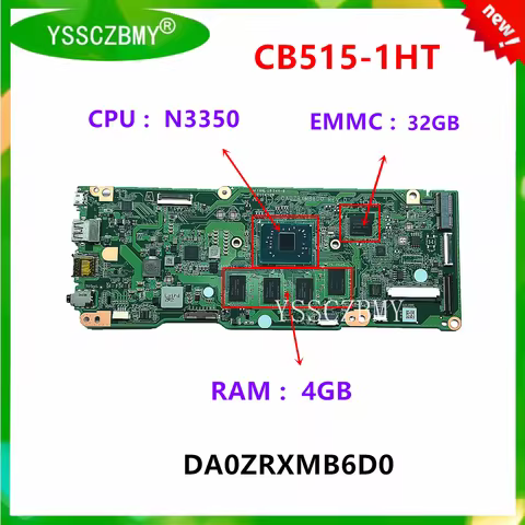 NEW DA0ZRXMB6D0 MainBoard For ACER ChromeBook 15 CB515-1HT Motherboard NB.GP011.002 / NBGP011002 wit