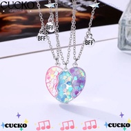 CUCKO 3Pcs BFF Necklaces, Alloy Friendship Matching Heart Pendant Necklace, Friendship Jewelry Cute 