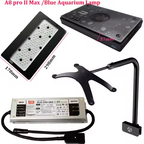 AIPAI 240W A8 II Pro Max Blue Lamp For 36inch Aquarium Fish Tank Reef Gorw Light With Brackets Meanw