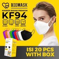 BIOMASK - Masker KF94 Korean Style 4ply - 1 Box 20 Pcs Hitam / Putih / Abu / Biru Muda / Biru Tua / Cream / Biru Pastel / Merah / Kuning / Orange / Hijau / Ungu Warna Warni  4 PLY KN95 KN94 Anti Ear Pain - 1Box 20Pcs PROMO MURAH ASLI ORIGINAL