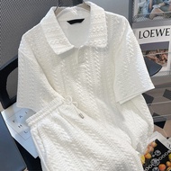 Women's Leisure Sports Set - Croissant Fabric Casual Wear Two-Piece Outfit