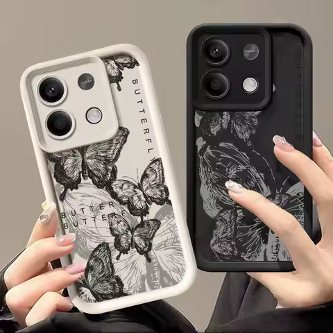 Drawing Butterfly Case For Xiaomi 13T Pro Poco X6 X5 Funda Redmi Note 11 12 13 14 Pro 5G 4G 11s Shoc