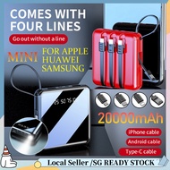 🔥SG READY STOCK 20000mAh Mini Power Bank Dual USB LED Light Mirror Portable Powerbank