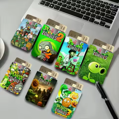 Game Plants Vs Zombies Ultra Slim Men Leather Mini Wallet Lightweight Credit Bus ID Card Holder Case