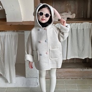 Áo Khoác Len Lót Lông Cừu Dày Cho Bé Gái Mùa Thu Đông Áo Khoác Trẻ Em Thời Trang Mới Áo Khoác Len Co