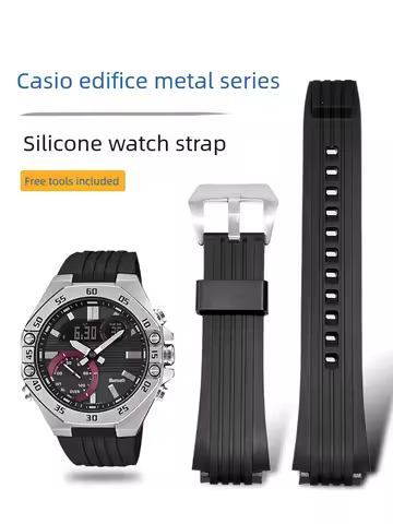 Silicone Watch Strap for Casio Edifice Metal Series ECB-10YP-1A ECB-950 Black Blue