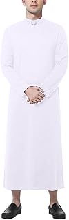 Unisex Cassocks Pulpit Robes Clergy Vestments Pastor Bishop Costume with Tab Insert Collar